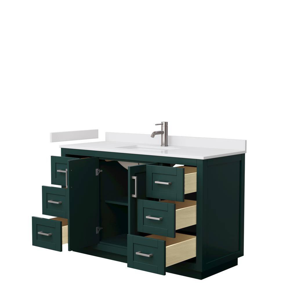 Wyndham Collection Miranda 54 in. W x 22 in. D x 33.75 in. H Single Bath Vanity in Green with White Cultured Marble Top WCF292954SGEWCUNSMXX