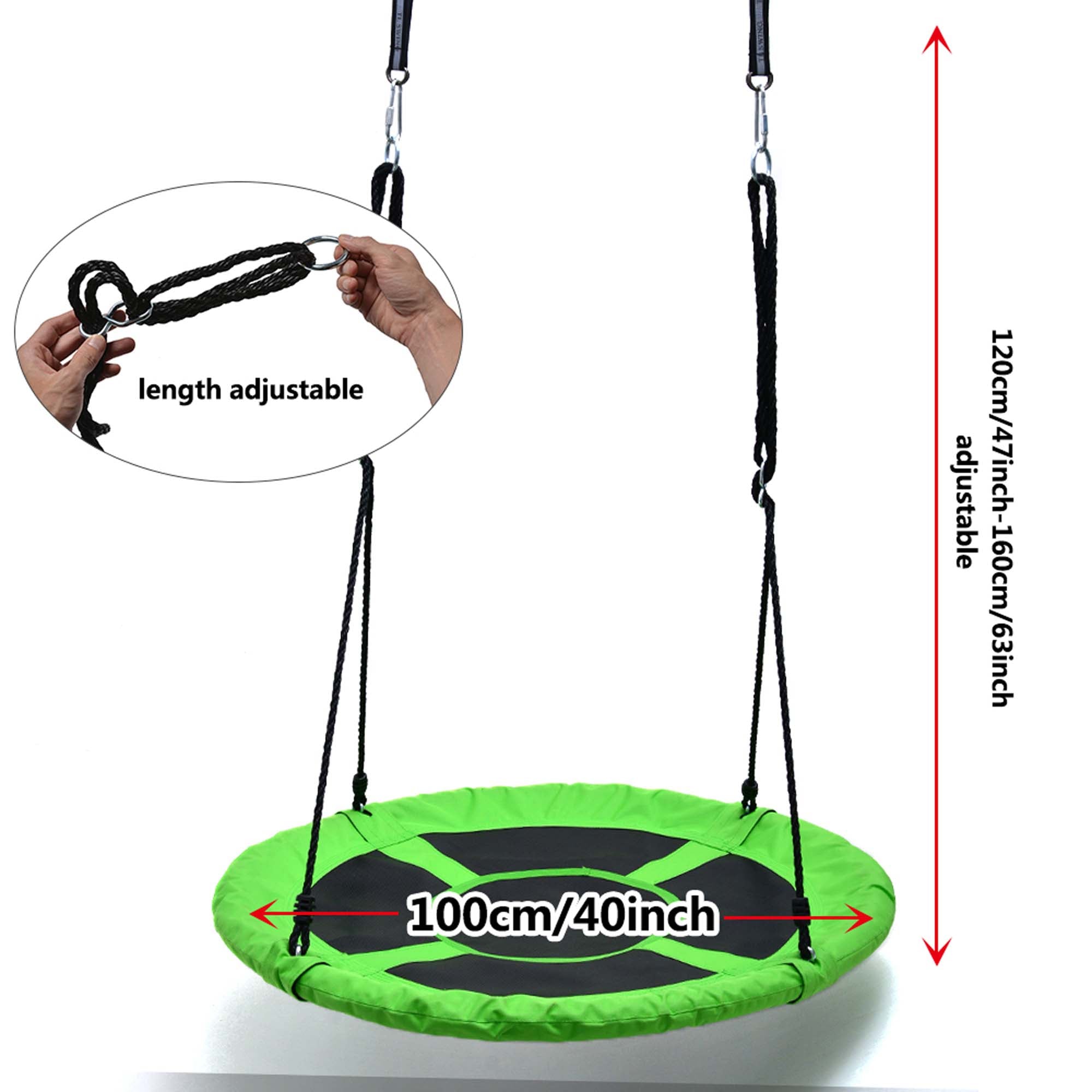 IMAGE Saucer Swing Playground with 2 Hook and Platform Swing Nylon Rope Detachable 1M/40inch Diameter  for Kids