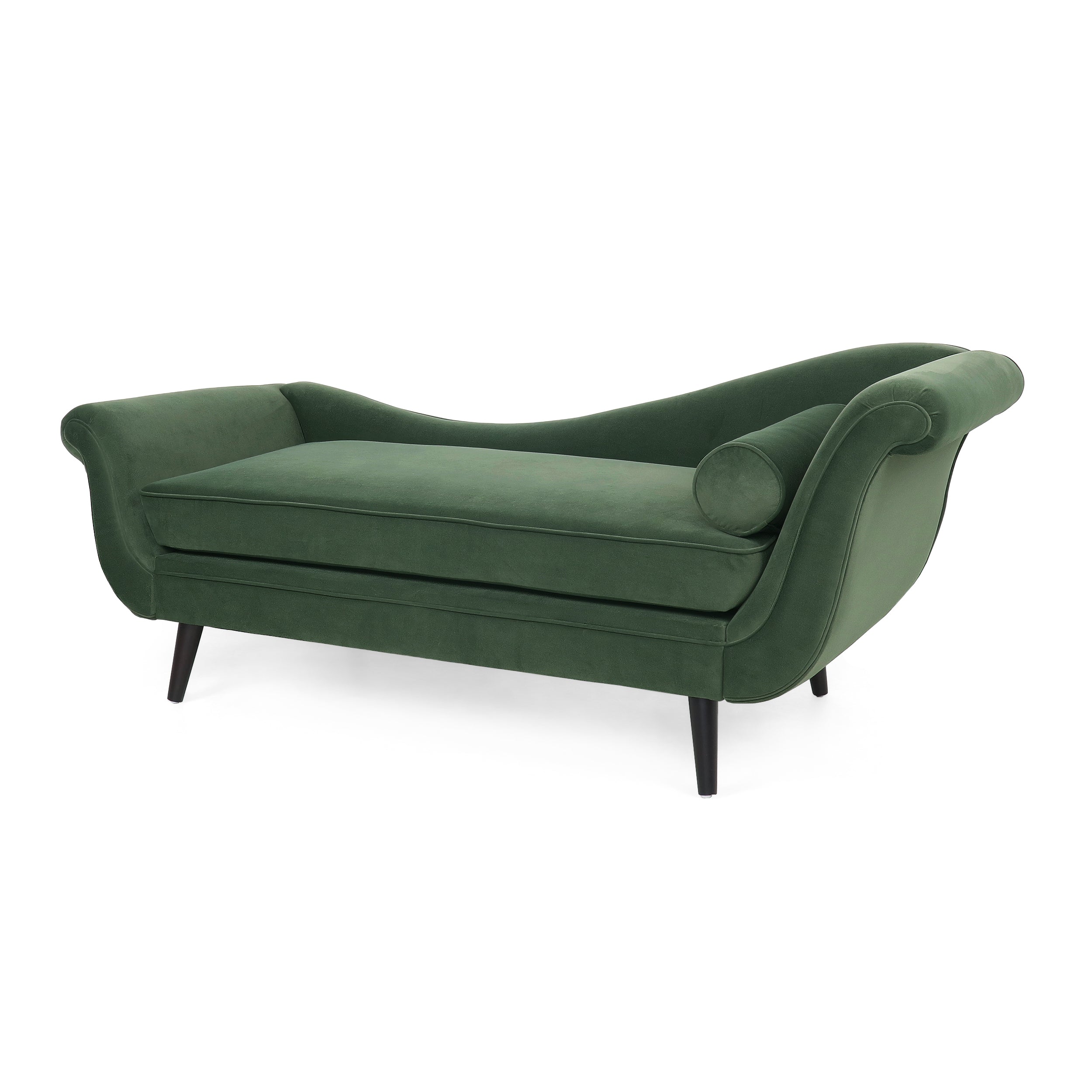 Jakyrah Contemporary Velvet Chaise Lounge with Scroll Arms