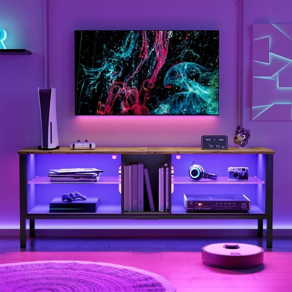 LED Entertainment Center， 65 inch Gaming TV Stand for 70 inch TV