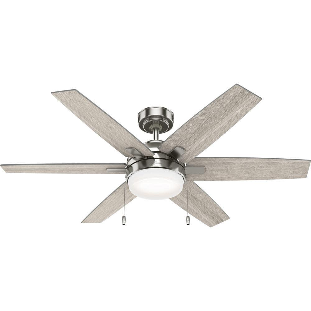 Hunter Lodestar 52 in LED Indoor Brushed Nickel Ceiling Fan with Light Kit