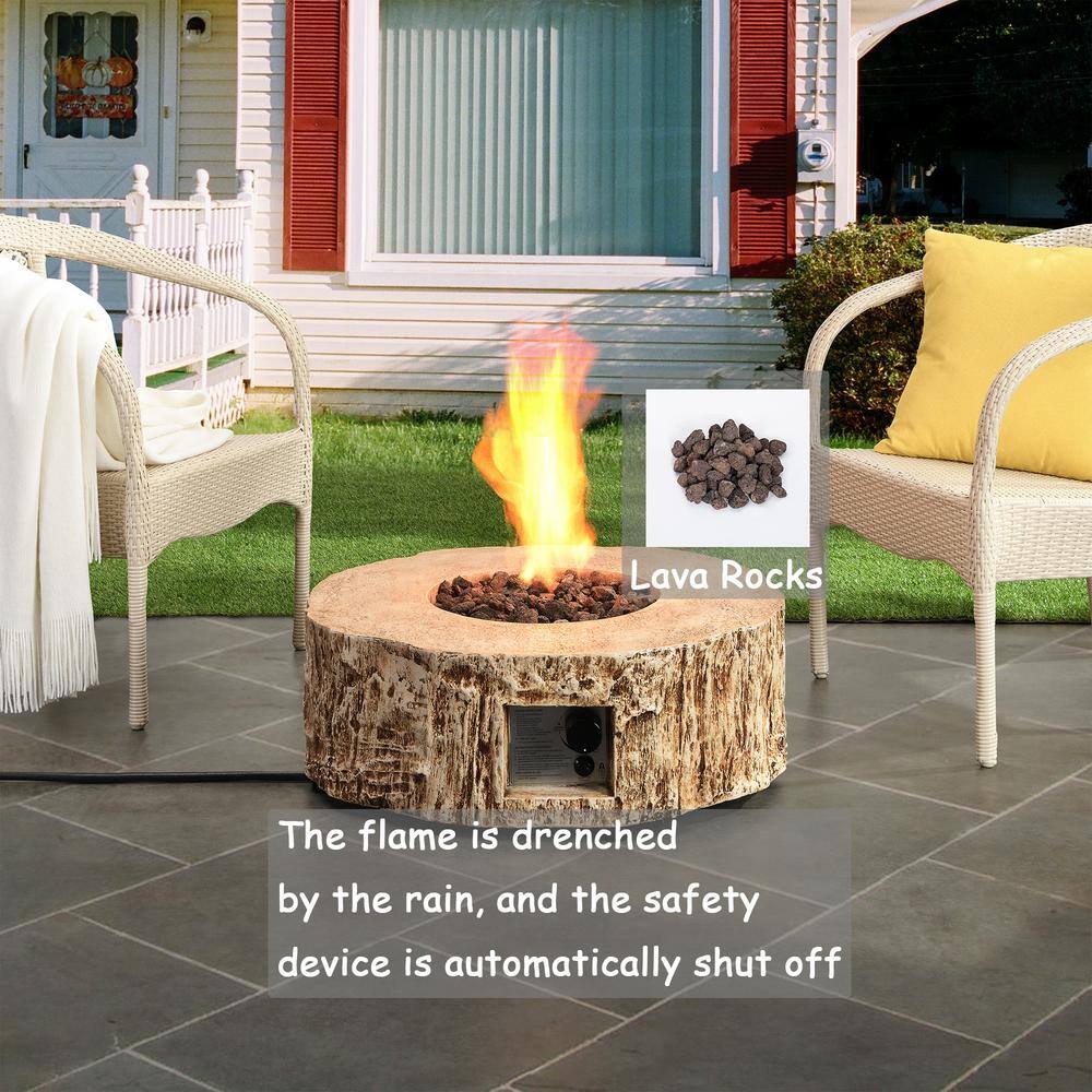 Clihome Outdoor Living Light Brown 28 in. Round Outdoor Gas Fire Pit Suitable for the Garden or Balcony CL-FP06-B