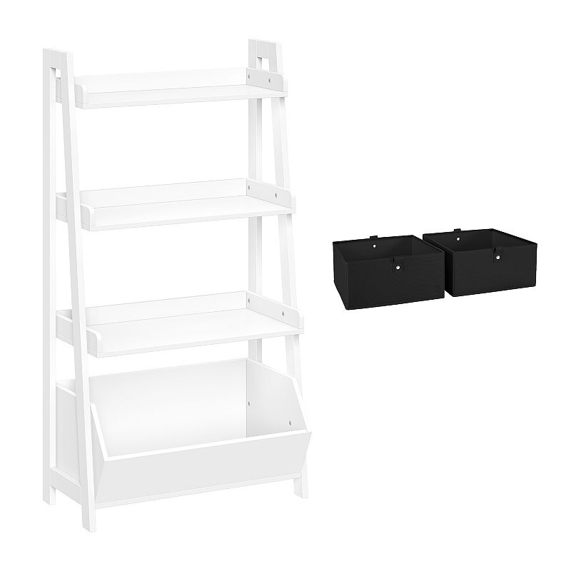 RiverRidge Home Kids 4-Tier Ladder Shelf Toy Organizer and 2 Bins