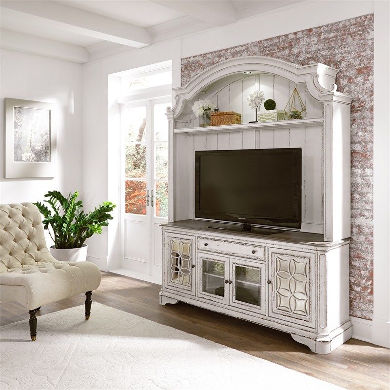 Magnolia Manor White Entertainment Center   Farmhouse   Entertainment Centers And Tv Stands   by Liberty Furniture Industries  Inc.  Houzz