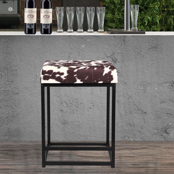 24 Inch Square Upholstered Metal Bar Stool with Fabric/leather Seat-1pcs