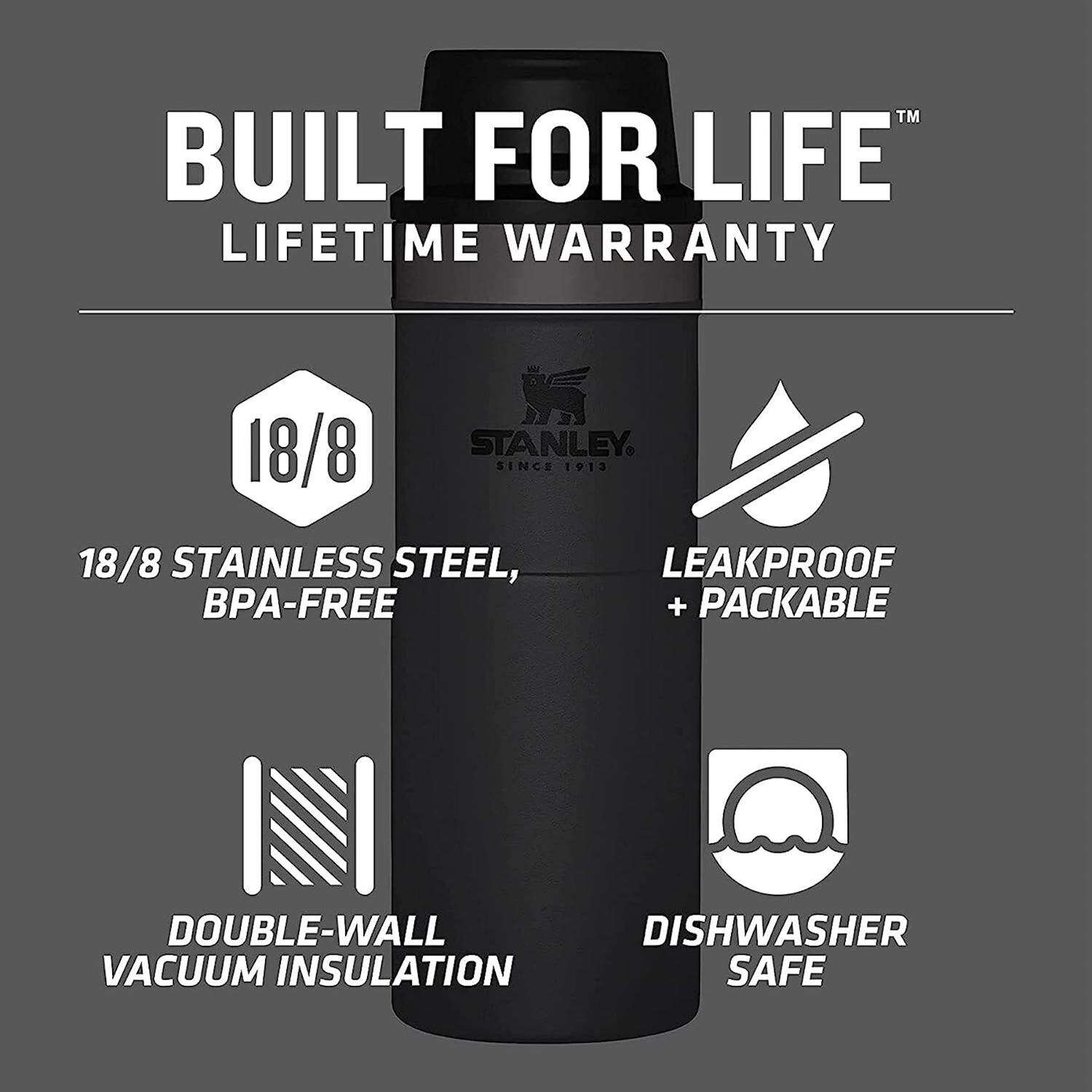 Stanley Classic Trigger Action 16 oz Charcoal BPA Free Travel Mug