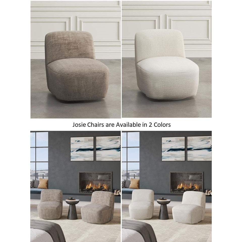 Josie Swivel Accent Chair in Mink or Snow