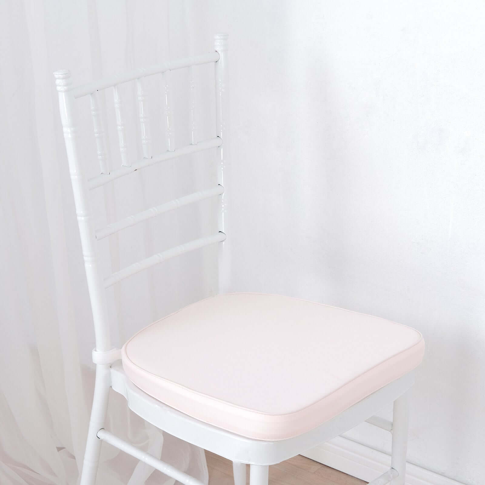 Blush Chiavari Chair Pad, Memory Foam Seat Cushion With Ties and Removable Cover 1.5