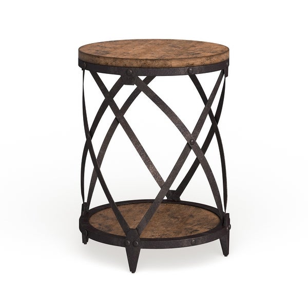 Carbon Loft Michael Distressed Pine Wood Round End Table