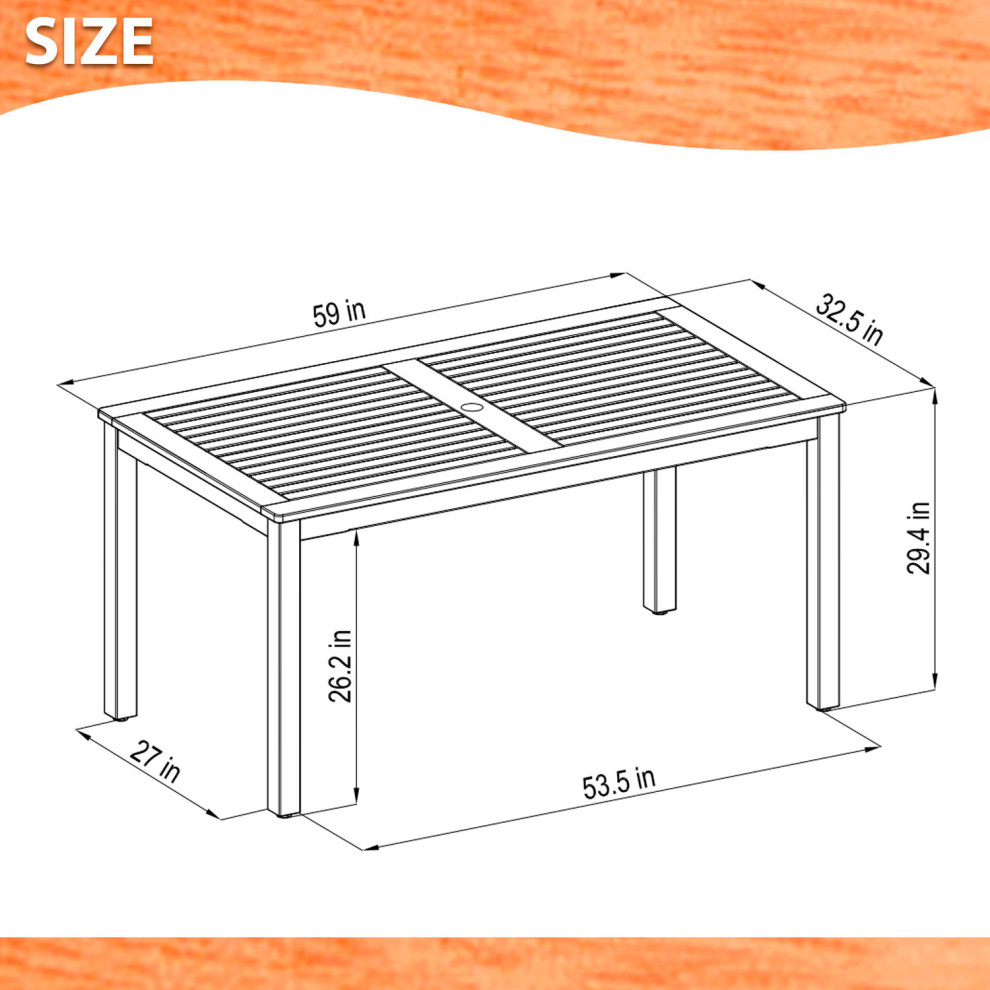 Amazonia Lima Modern Wood Patio Dining Set   Beach Style   Outdoor Dining Sets   by Amazonia  Houzz