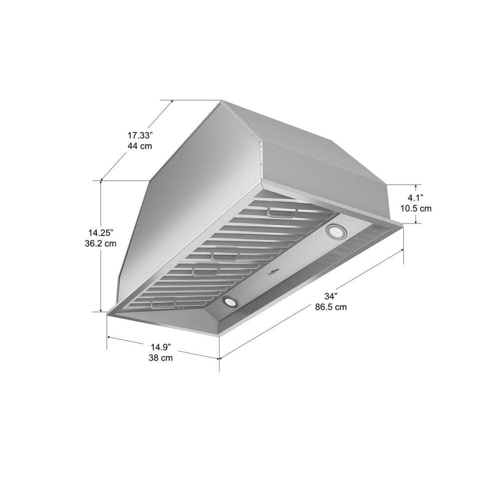 Ancona Chef Insert 34 in Range Hood with LED in Stainless Steel