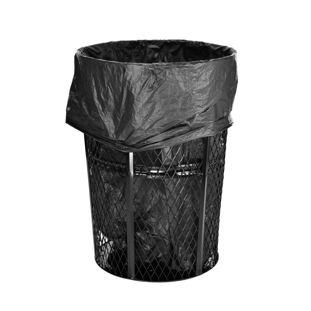 Alpine Industries 48 Gal. Steel Mesh Steel Open-Top All Weather Outdoor Commercial Trash Can 473-48-BLK