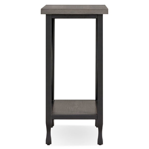 Leick Home 23005 Chisel and Forge Narrow Side Recliner Table with Shelf， Smoke Gray and Matte Black