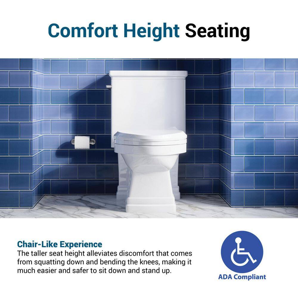 PELHAM  WHITE Crestmont 1-piece 1.28 GPF Single Flush Elongated Toilet in White Soft-Close Seat Included PWT1004