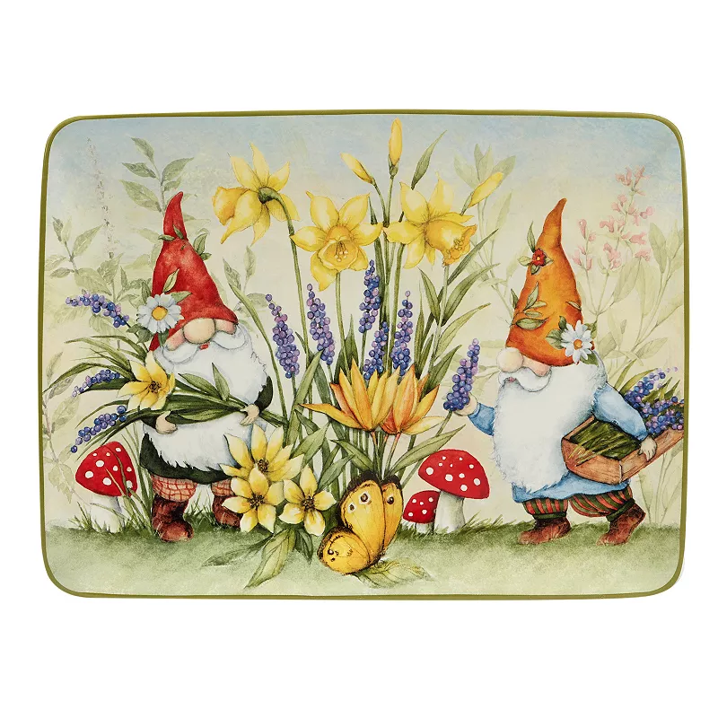 Certified International Garden Gnomes Rectangle Platter