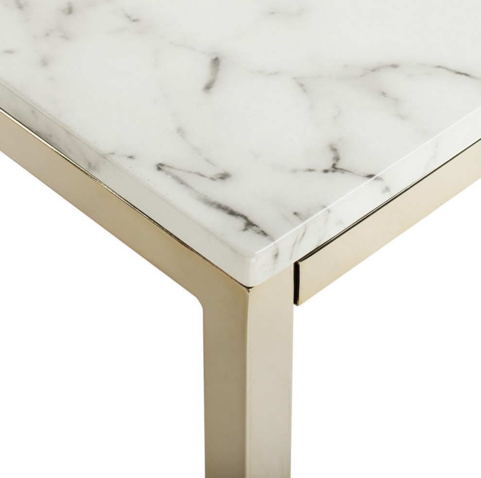 Rocky Square End Table  White Marble/Brass   Contemporary   Side Tables And End Tables   by Rustic Home Furniture Deco  Houzz