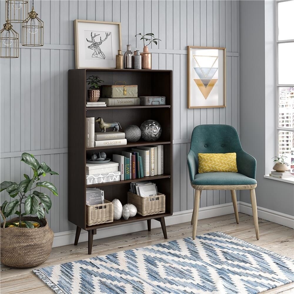 The Novogratz Brittany Walnut 4 Shelf Bookcase