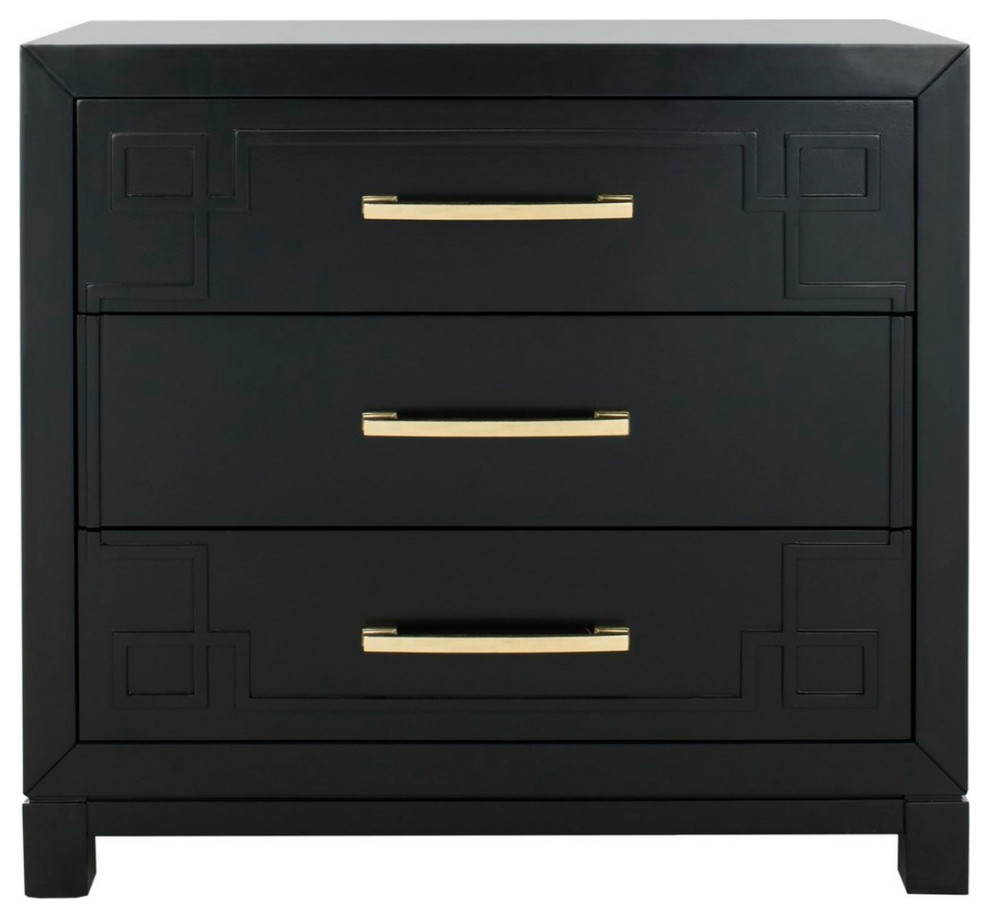 Dana 3 Drawer Chest  Black/Gold   Transitional   Accent Chests And Cabinets   by Rustic Home Furniture Deco  Houzz