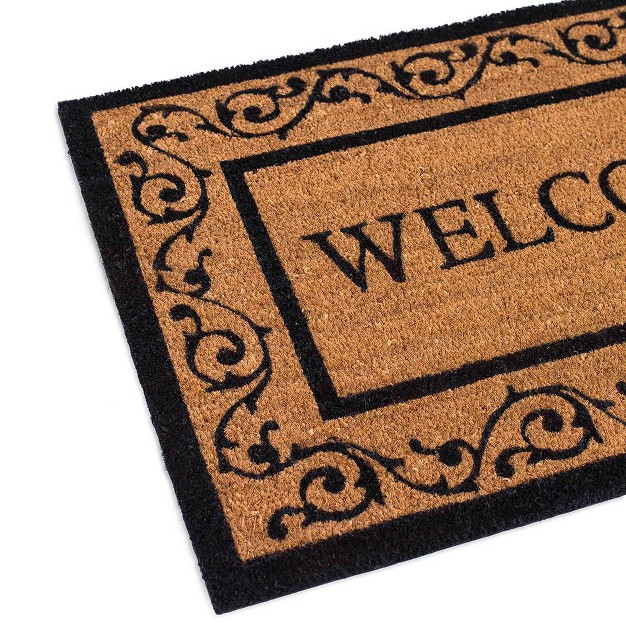 Birdrock Home Welcome Coir Doormat With Scroll Border 24 X 36