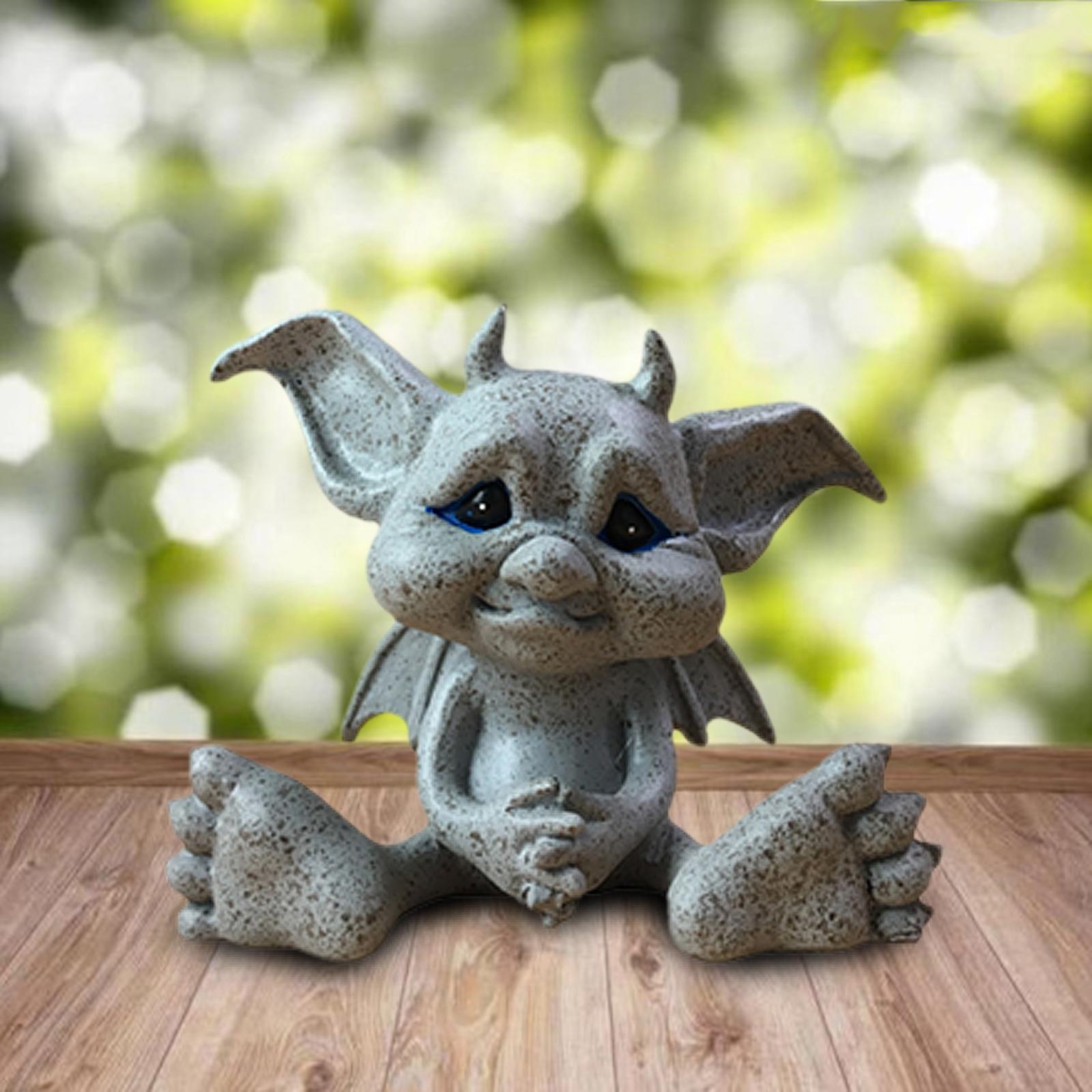 Baby Goblin Art Fairy Garden Statue Lawn Patio Indoor Outdoor Ornament Crafts - Sad B