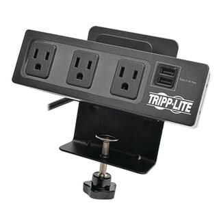 Tripp Lite Protect It 3-Outlet with 2 USB Ports and Desk Clamp Surge Protector TLP310USBC