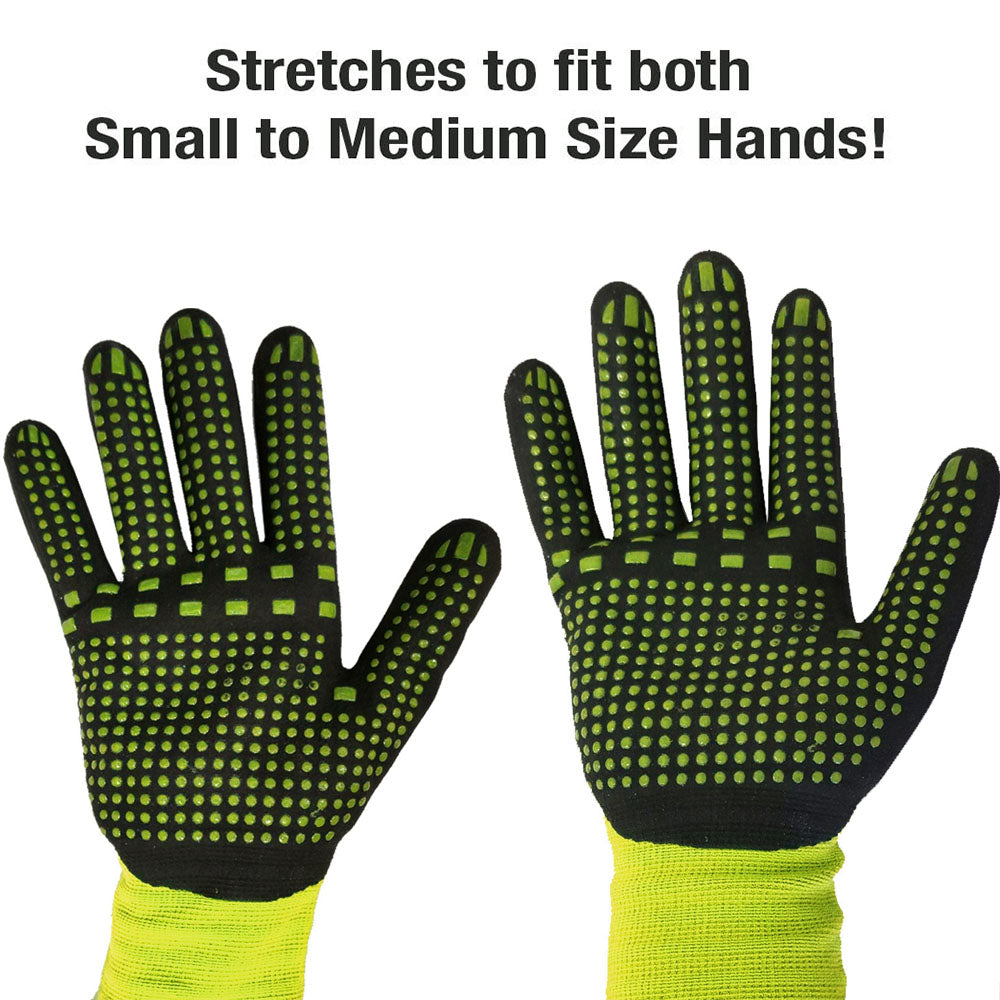 MidWest Gloves & Gear, Unisex, 6 Pack Max Grip™ Hi-Viz Yellow Gripper Glove, Size SM