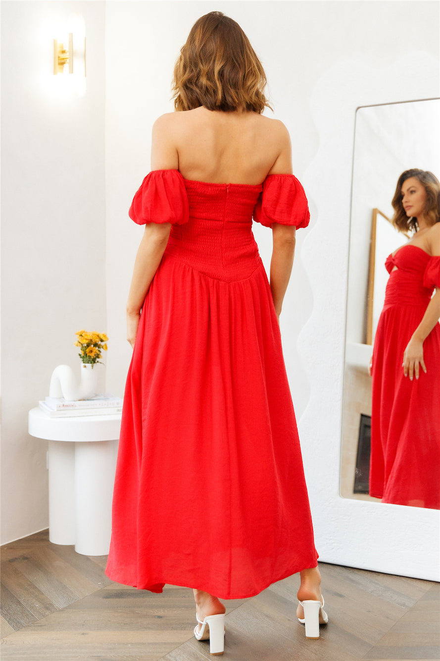 Nightly Dates Midi Dress Red