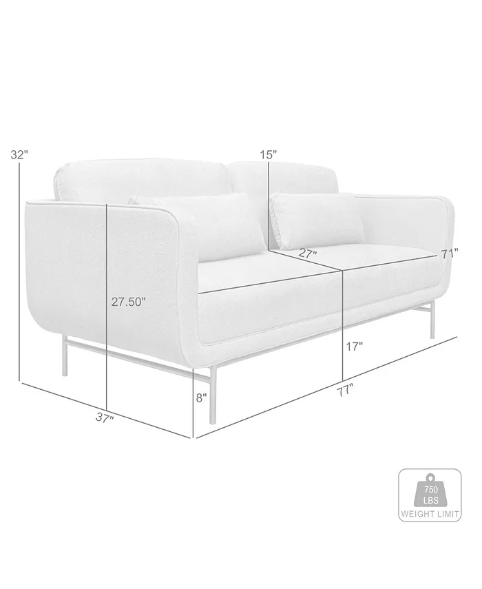 Armen Living Lilou 77 Polyester Nylon with Metal Legs Sofa