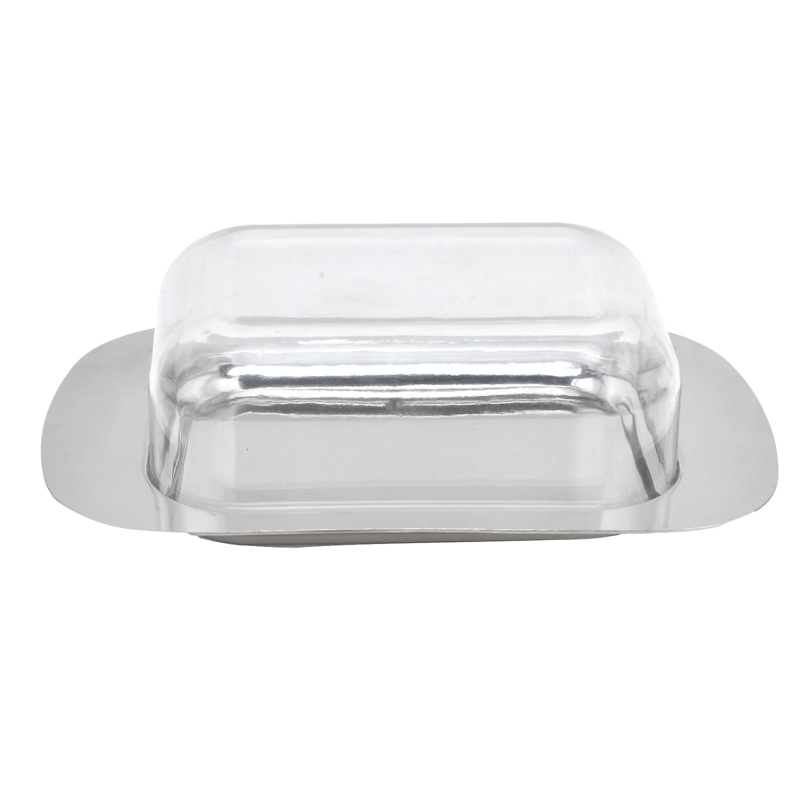 Quadrate Stainless Steel Butter Container Dish Cheese Keeper With Transparent Lid For Kitchen