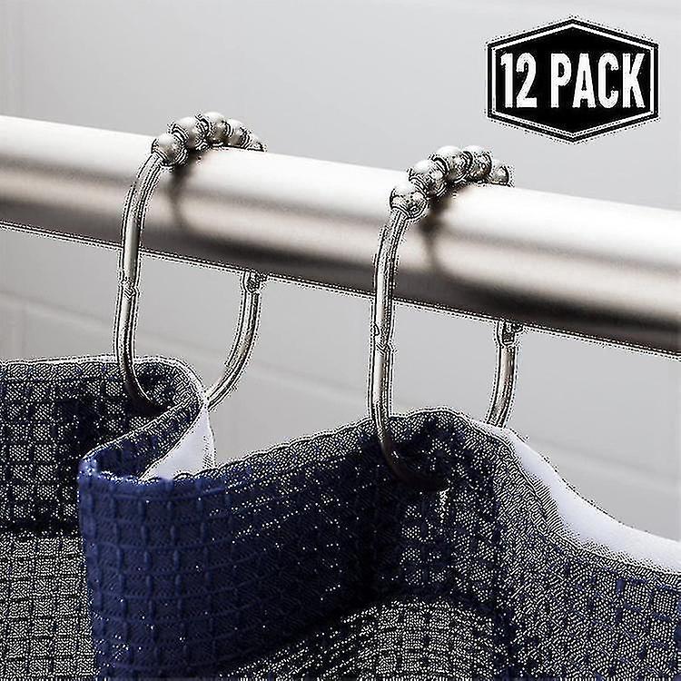 Depot Set Of 12 Stainless Steel Wide Shower Curtain Ring Hooks (shiny Nickel)