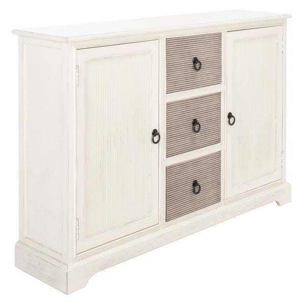 SAFAVIEH Adiland Distressed White 2 Door 3-Drawer Sideboard. - 45