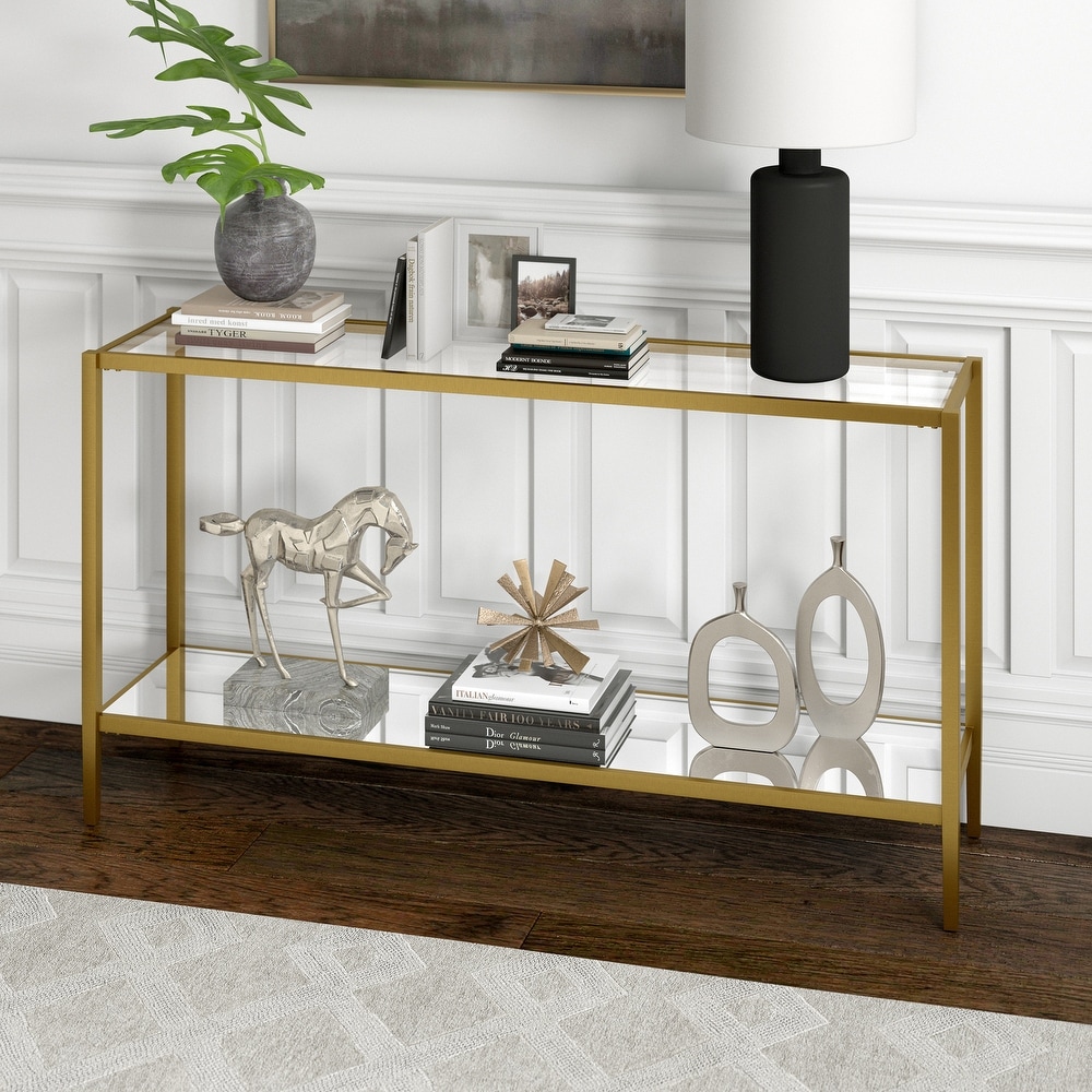 Hera Rectangular Console Table with Mirror Shelf