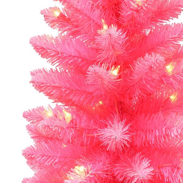 Puleo International 4 ft PreLit Pink Artificial Tree in Burlap Sac