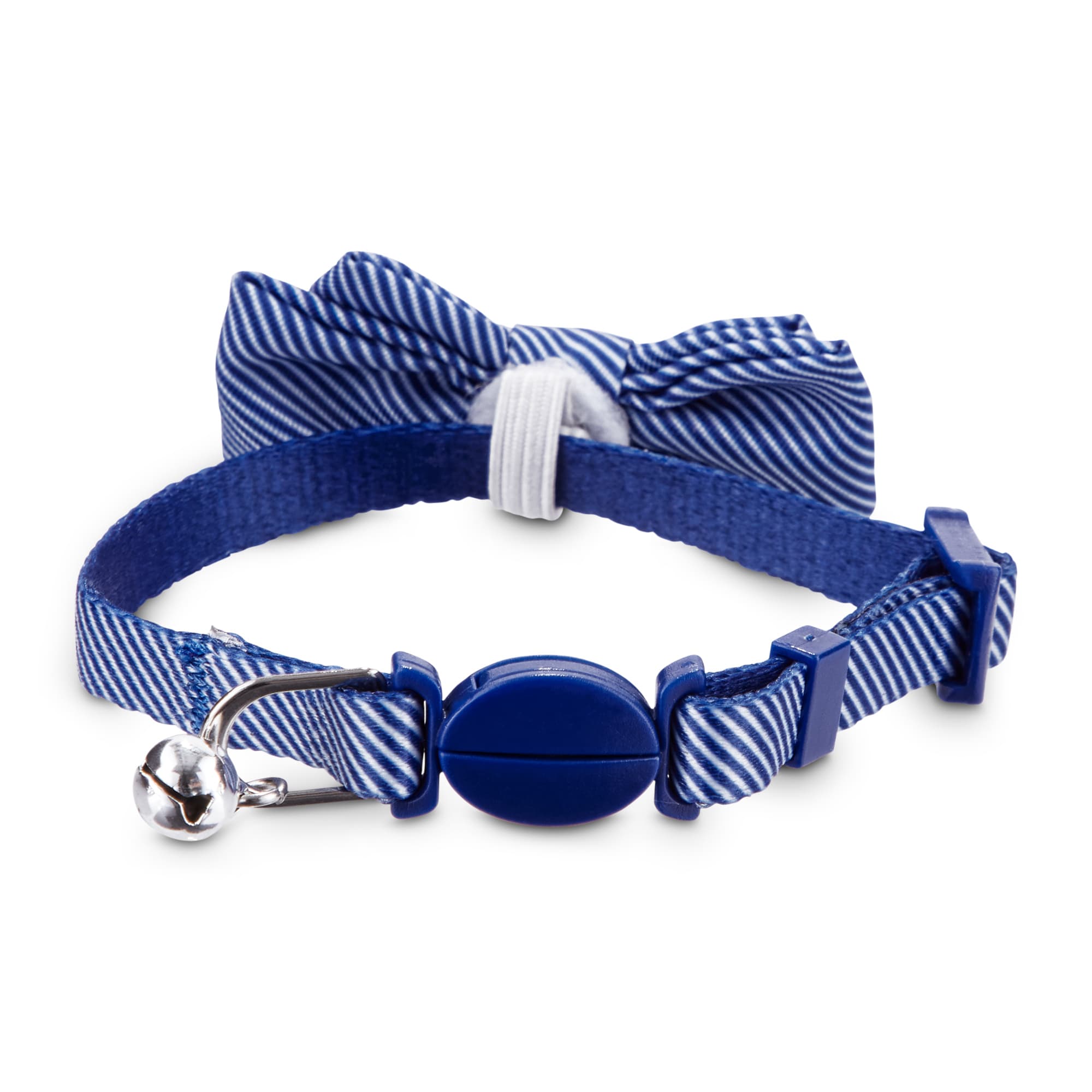 YOULY Blue Seersucker Breakaway Bowtie Kitten Collar