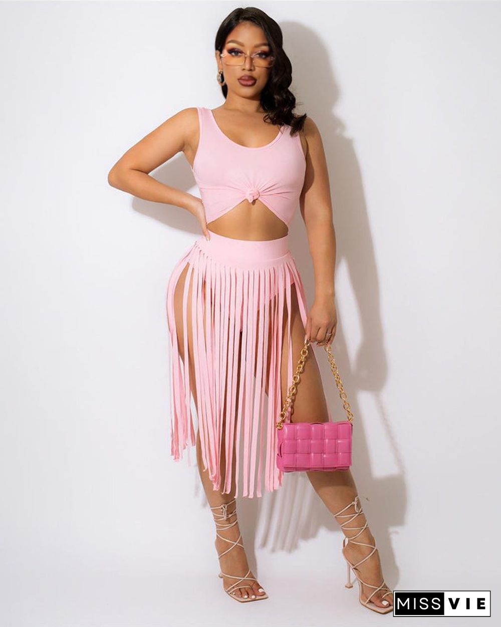 Fashion Tassel Skirt Set