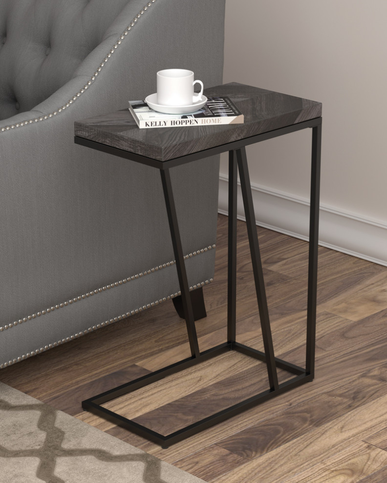 Sergio Chevron Rectangular Accent Table Rustic Grey   Modern   Side Tables And End Tables   by Modon  Houzz