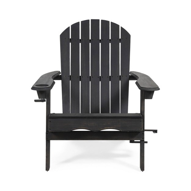 Bellwood Outdoor Acacia Wood Folding Adirondack Chair Dark Gray Christopher Knight Home