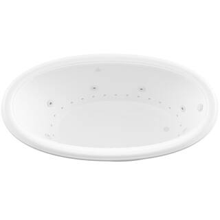 Universal Tubs Topaz 70 in. Oval Drop-in Whirlpool and Air Bath Tub in White HD4270PDL