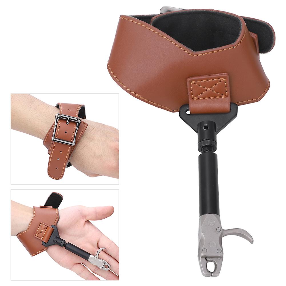 Artificial Cowhide Wrist Strap Adjustable Compound Bow Release Aid Tool Hunting Arrow Archery Accessory