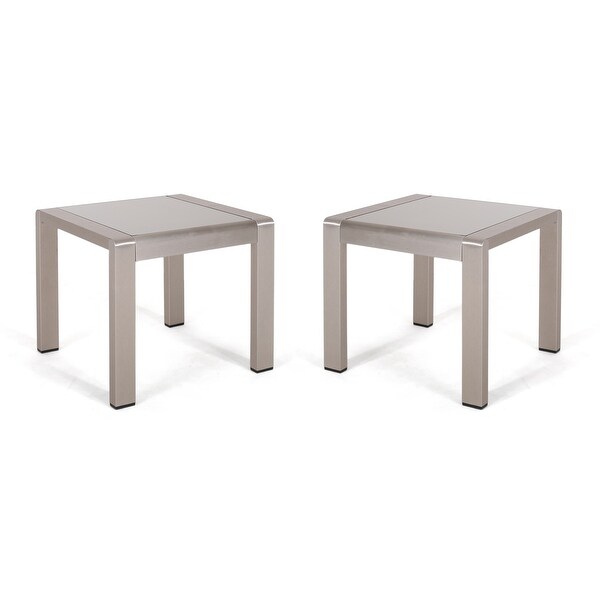 Cape Coral Outdoor Aluminum Side Table (Set of 2) by Christopher Knight Home