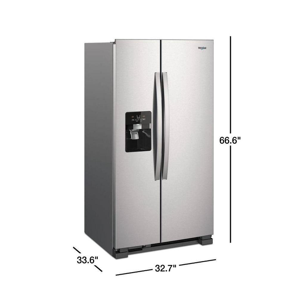 Whirlpool 21 cu. ft. Side-by-Side Refrigerator Built-In and Standard in Monochromatic Stainless Steel WRS331SDHM