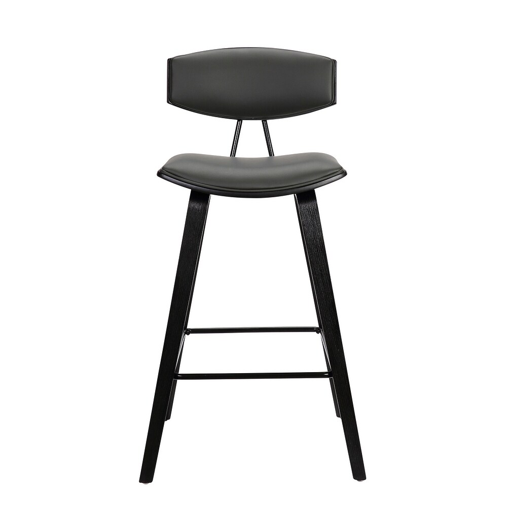 Counter Height Wooden Bar Stool with Curved Leatherette Seat   36 H x 16 W x 19 L Inches