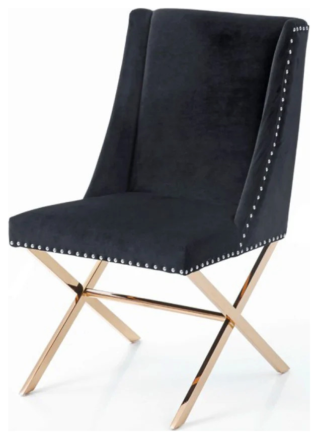 Brice Modern Black and Rosegold Dining Chair  Set of 2   Contemporary   Dining Chairs   by V.S.D Furniture  Houzz