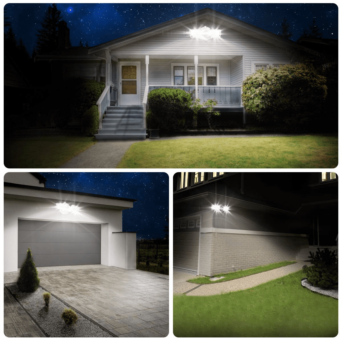 LEPOWER 3000 Lumen LED Flood Light Outdoor， 28W， Switch Controlled， 2 Heads， 5500K， IP65 Waterproof for Garage， Yard， Patio， White