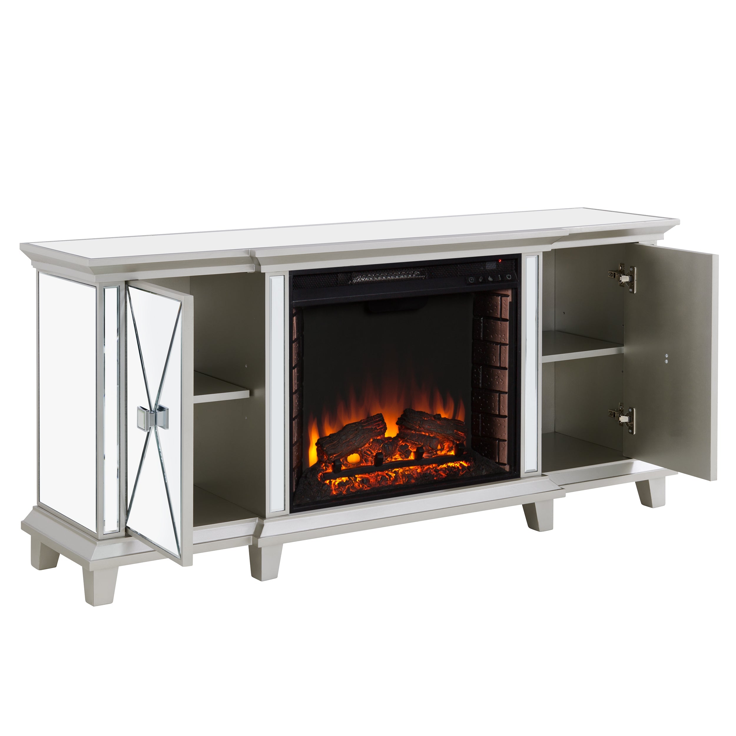 Kellington Mirrored Fireplace Media Console by Ember Interiors