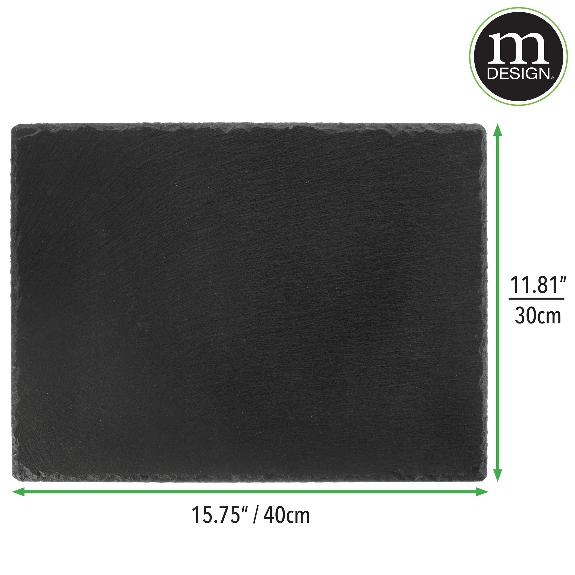 mDesign Slate Stone Gourmet Chalkboard Serving Platter， Cheese Board， Charcuterie Tray with Natural Edge and Chalk Pencils for Cheese， Meats， Appetizers， Dried Fruits， and Food - 4 Pack - Black