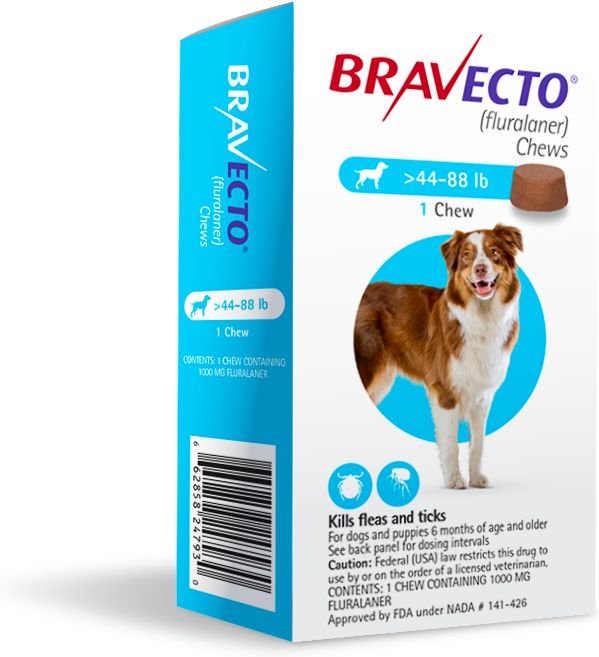 Bravecto Chew for Dogs， 44-88 lbs， (Blue Box)