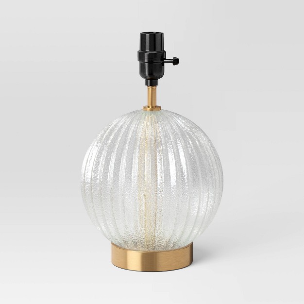 Small Ribbed Glass Lamp Base Clear