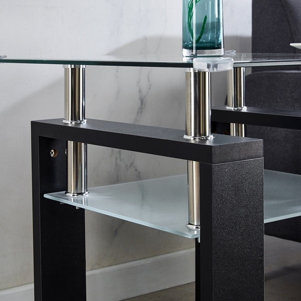 Modern Design Side Table with Clear Glass Top