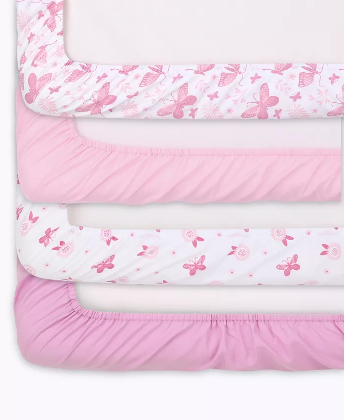 The Peanutshell Butterfly 4 Pack Crib Fitted Sheet Set